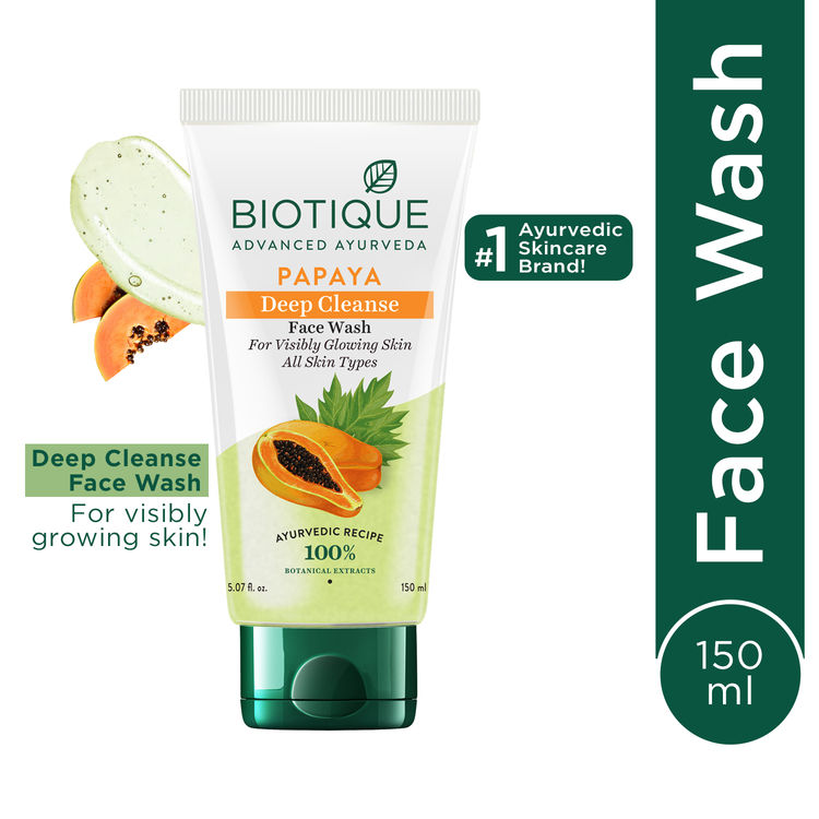 Biotique Bio Papaya Visibly Glowing Skin Face Wash For All Skin Types (Deep Cleanse) (150ml)
