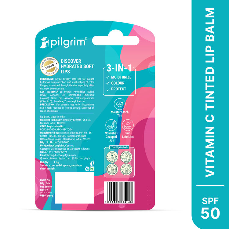 Pilgrim Vitamin C Moisture Rich Tinted Lip Balm SPF 50
(4.5g)