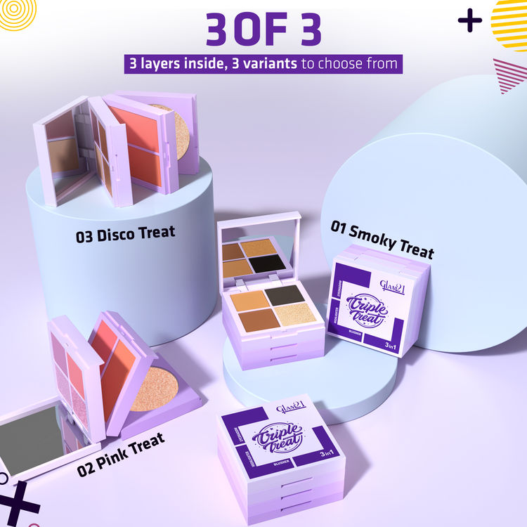 GLAM21 Triple Treat Face & Eyes Stacked Palette - 01 Smoky Treat (13g)