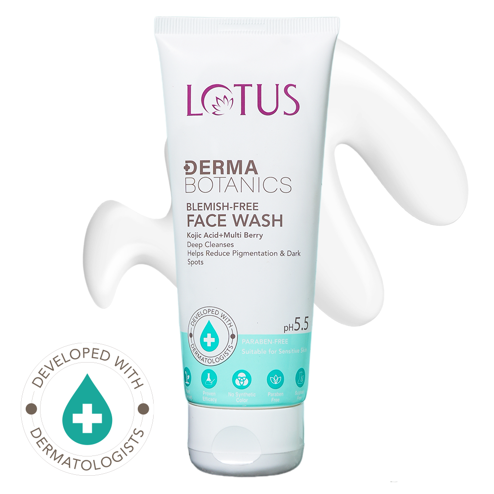 Lotus Herbals Dermabotanics Kojic Acid + Multi Berry Blemish-Free Face Wash, pH5.5, For Sensitive Skin (100g)