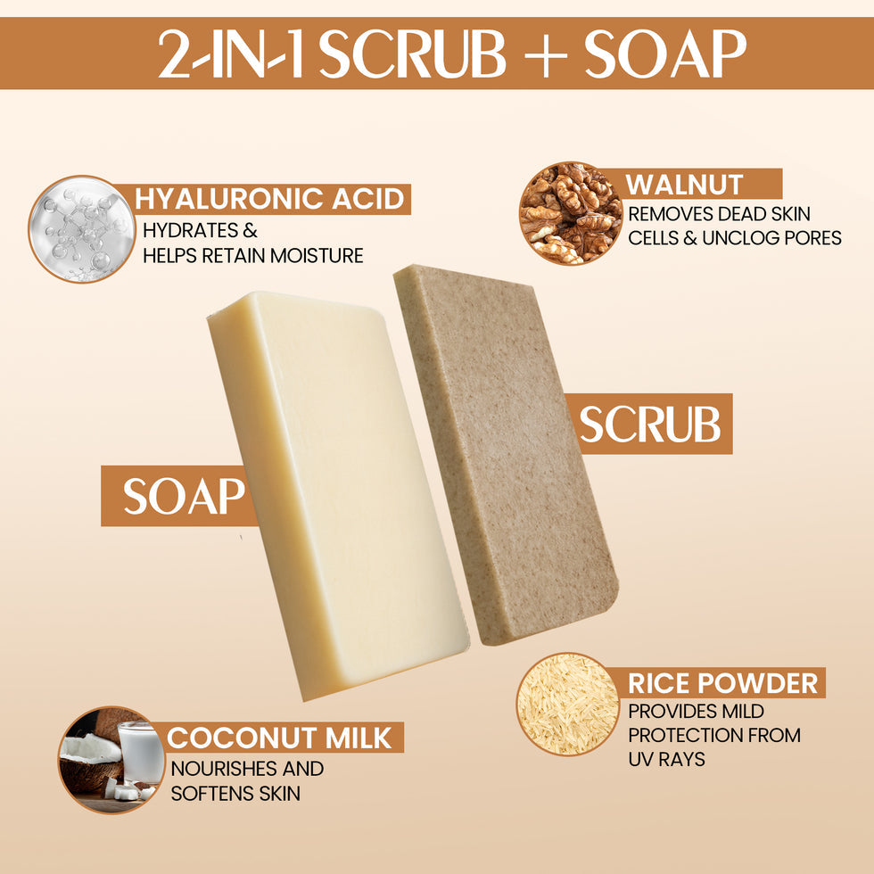 Indian Secrets Scrub Soap Hyaluronic Acid & Coconut Milk Pack of 3