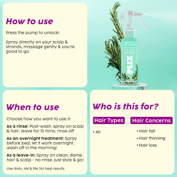 Plix Rosemary Hair Growth Advanced Hair Spray
(100ml)