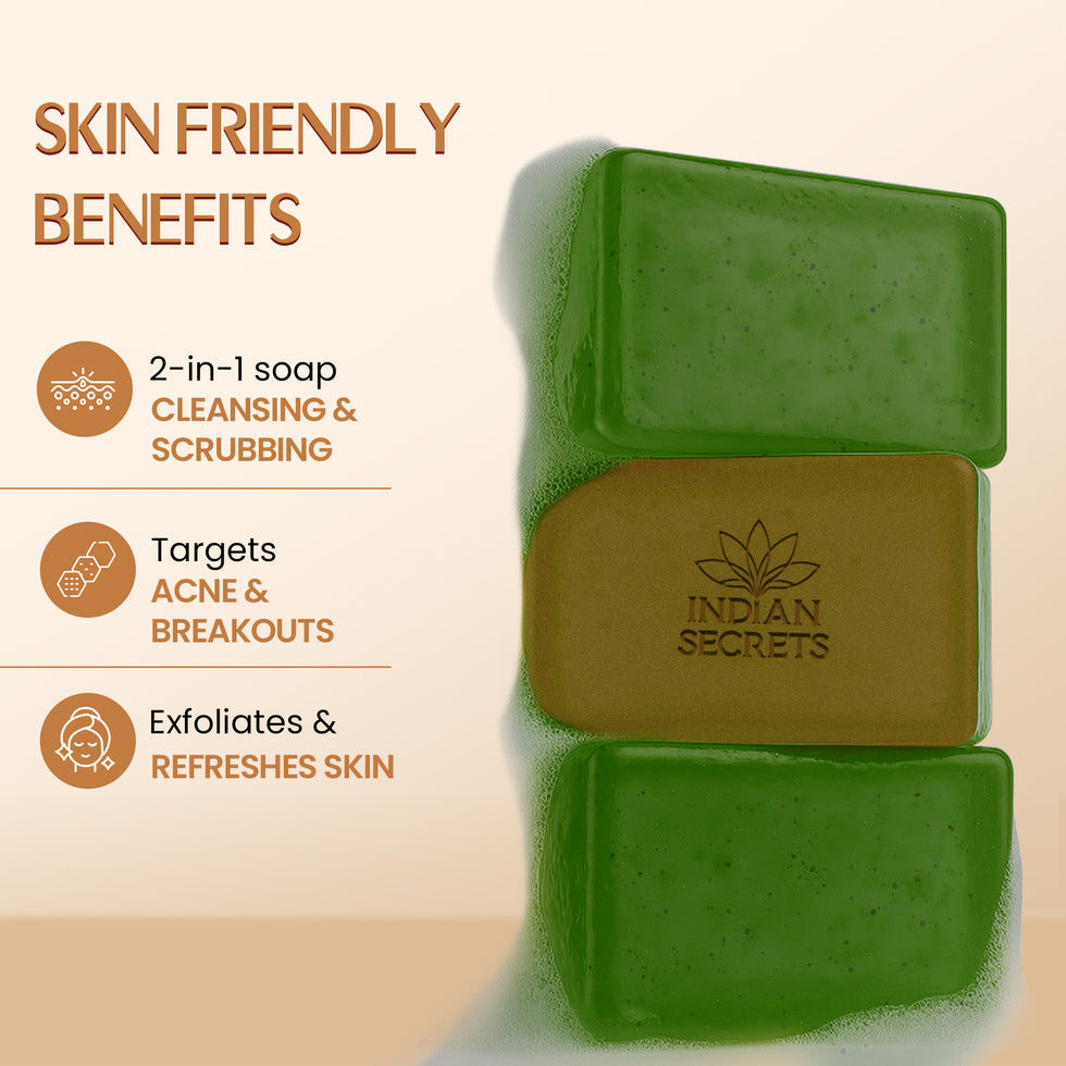 Indian Secrets Scrub Soap Salicylic Acid & Neem Pack of 3