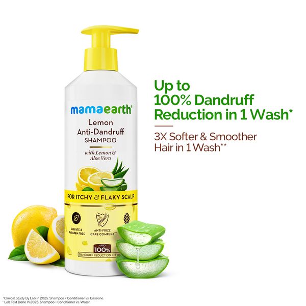 Mamaearth Lemon Anti-Dandruff Shampoo with Lemon & Aloe Vera for Itchy & Flaky Scalp - 400ml