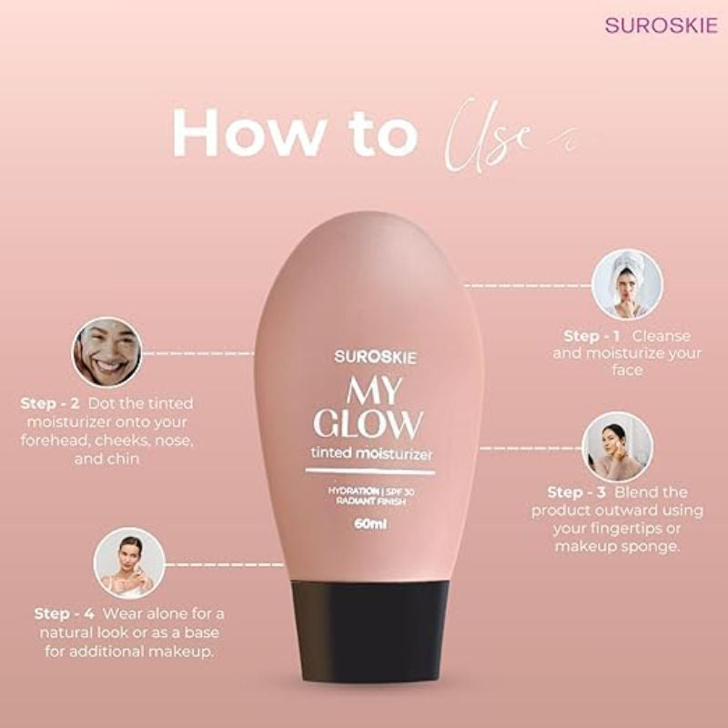 SUROSKIE My Glow Tinted Sunscreen SPF 30 For Glowy Finish Medium Shade (60ml)
