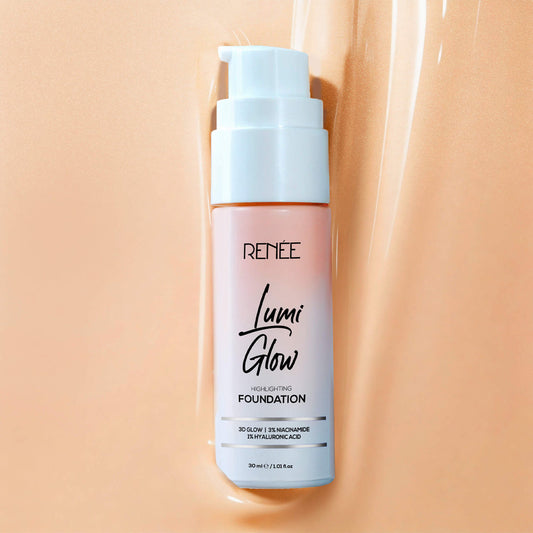 RENEE Lumi Glow Highlighting Liquid Foundation With Dewy Finish, Buildable Coverage & 3D Glow (Glazed Bronze)