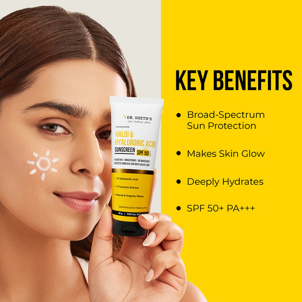 Dr. Sheth's Haldi & Hyaluronic Acid Sunscreen - 50gm