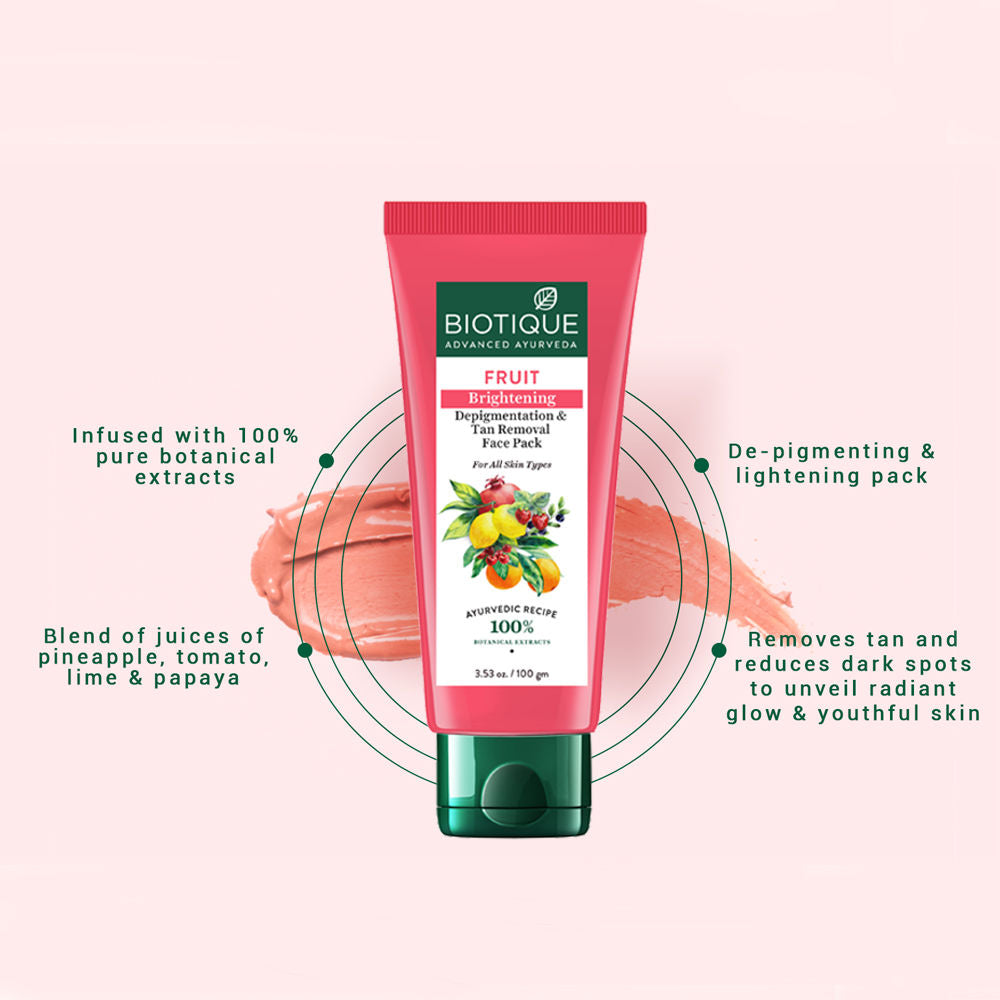 Biotique Fruit Brightening Depigmentation & Tan Removal Face Pack (100g)