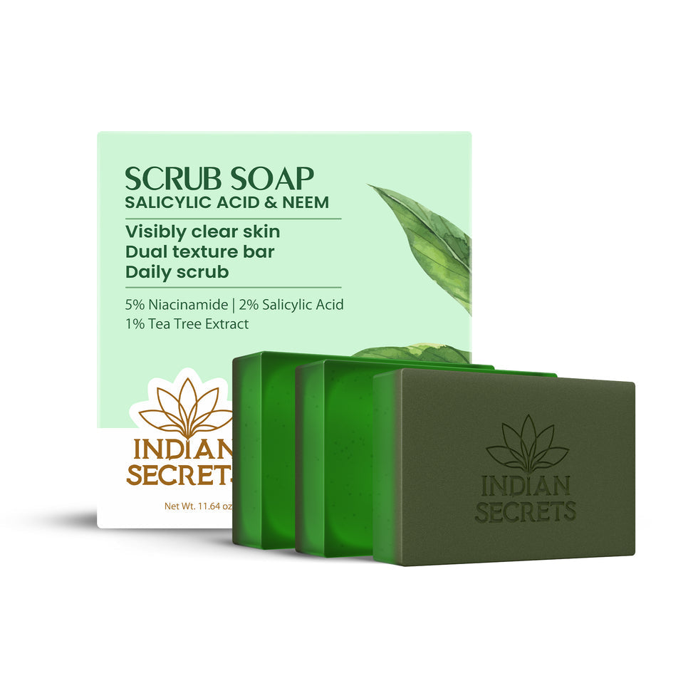 Indian Secrets Scrub Soap Salicylic Acid & Neem Pack of 3