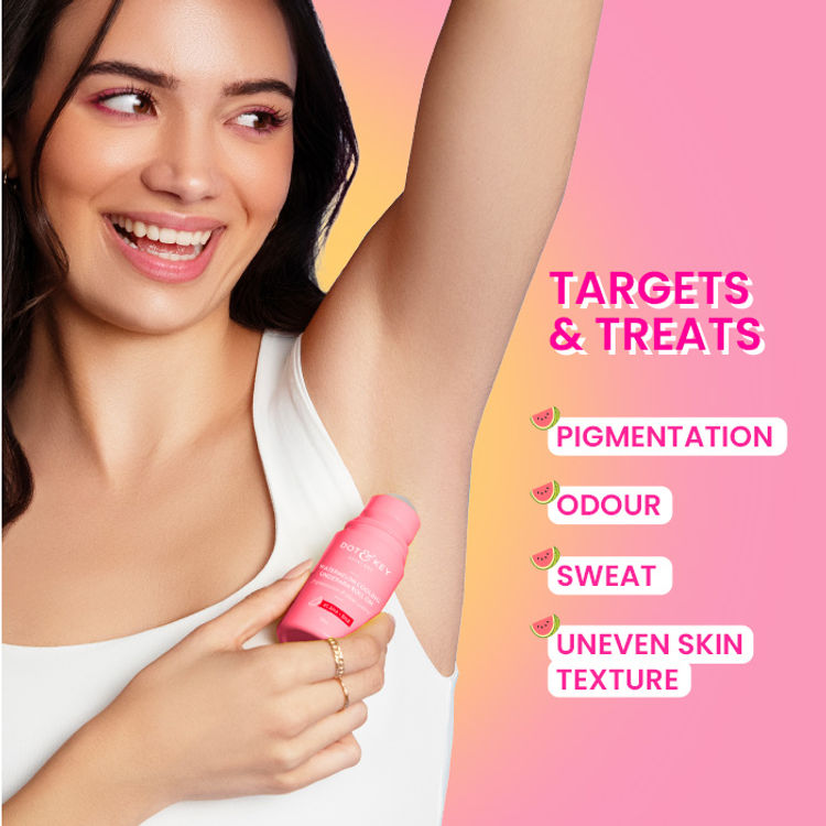 Dot & Key Watermelon Cooling Underarm Roll On, Pigmentation & Odour Control, With 4% AHA & BHA (50ml)