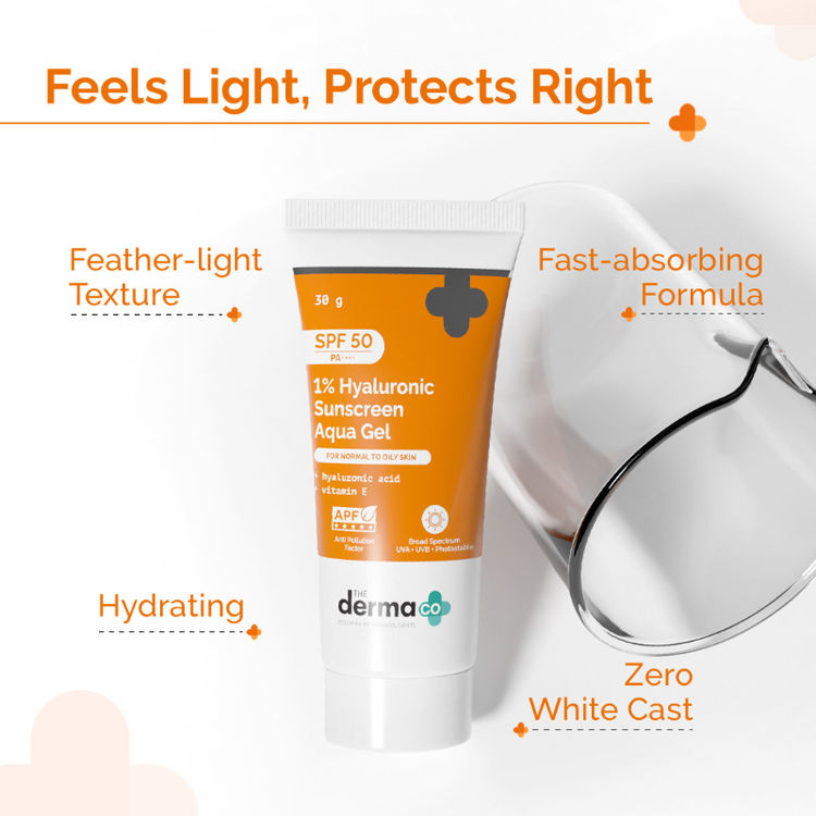 The Derma Co 1% Hyaluronic Sunscreen Spf 50 Pa+++ Aqua Gel For Normal To Oily Skin (30g)