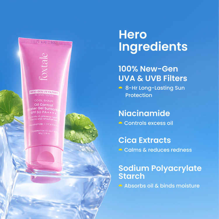 Foxtale SPF 50 Aqua-Gel Lightweight Sunscreen for Oily Skin, In-Vivo Tested PA++++, Matte Finish.
(50g)