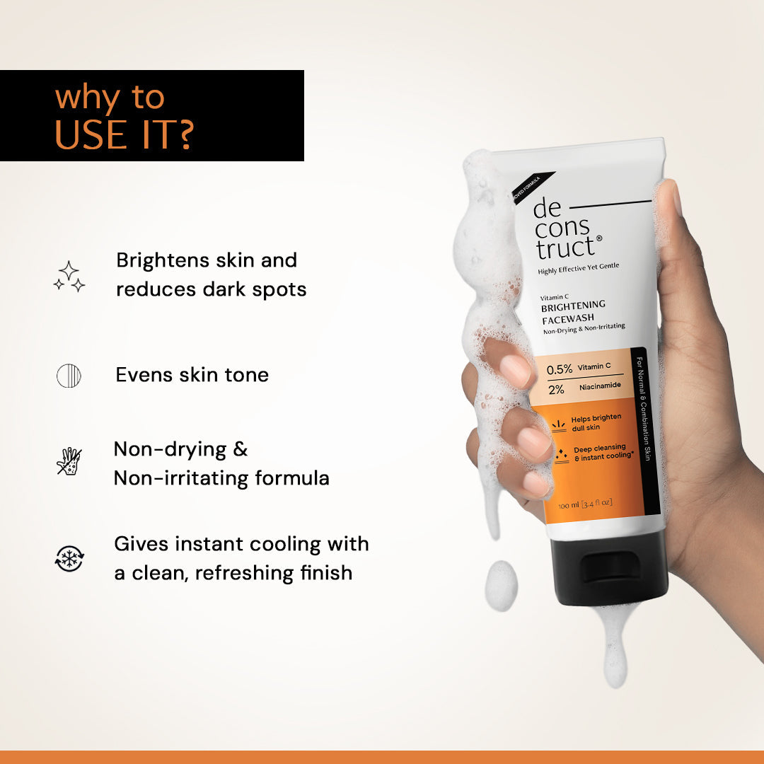 Deconstruct Vitamin C Brightening Face Wash – 0.5% Vitamin C + 2% Niacinamide