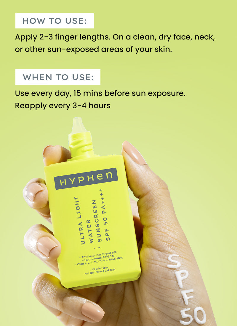 Hyphen Ultra light water sunscreen spf 50 pa ++++ | 50 ml