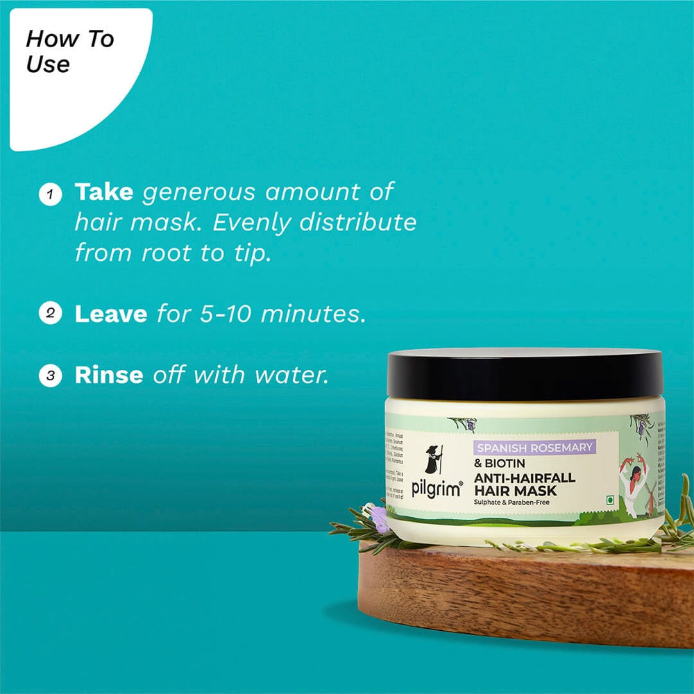 Pilgrim Spanish Rosemary & Biotin Anti-Hairfall Hair Mask
Fights Breakage & Hairfall