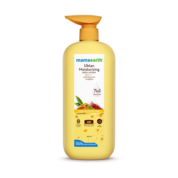 Mamaearth Ubtan Moisturizing Body Lotion with Turmeric & Saffron for Glowing Skin - 400 ml