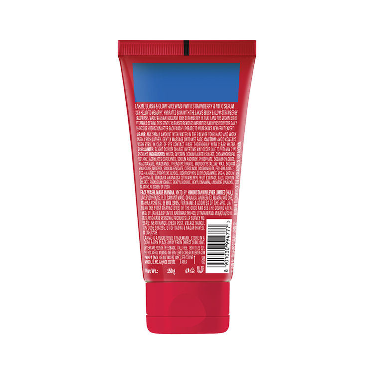 Lakme Blush & Glow Hydrating Strawberry Facewash, with Vitamin C Serum
(150g)