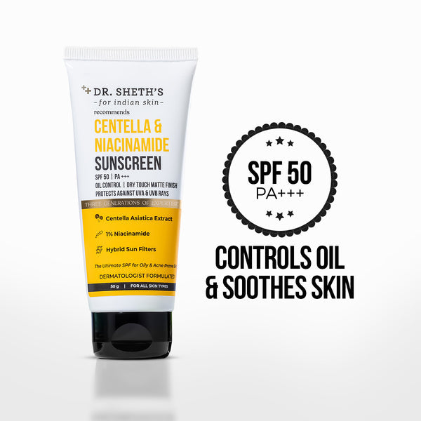 Dr. Sheth's Centella & Niacinamide Oil & Acne Control Sunscreen - 50g