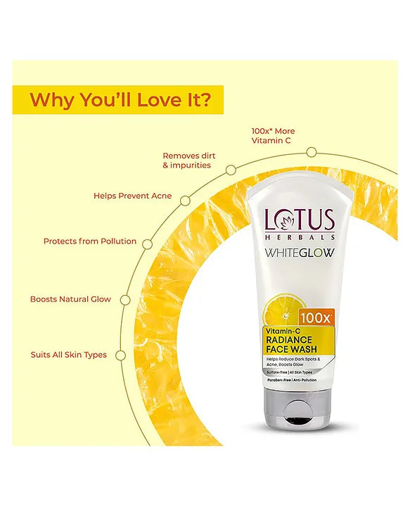 Lotus Herbals White Glow Vitamin C Radiance Facewash 50g