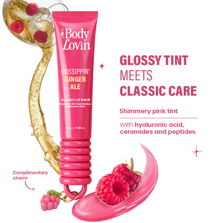 Plum BodyLovin' Gossippin’ Ginger Ale Glassic Lip Balm - Shimmery Pink
(10g)