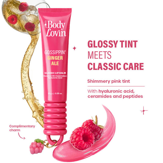 Plum BodyLovin' Gossippin’ Ginger Ale Glassic Lip Balm - Shimmery Pink
(10g)