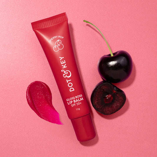 Dot & Key Vitamin C + E Brightening Lip Balm with SPF 50+ (02Cherry Pop Medium Tinted)