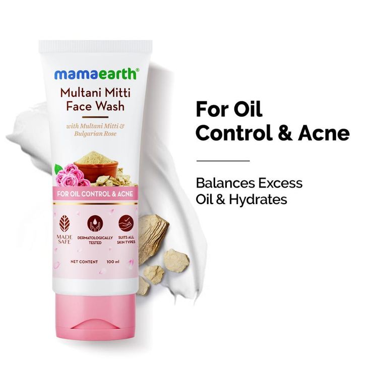 Mamaearth Multani Mitti Face Wash With Multani Mitti & Bulgarian Rose (100ml)