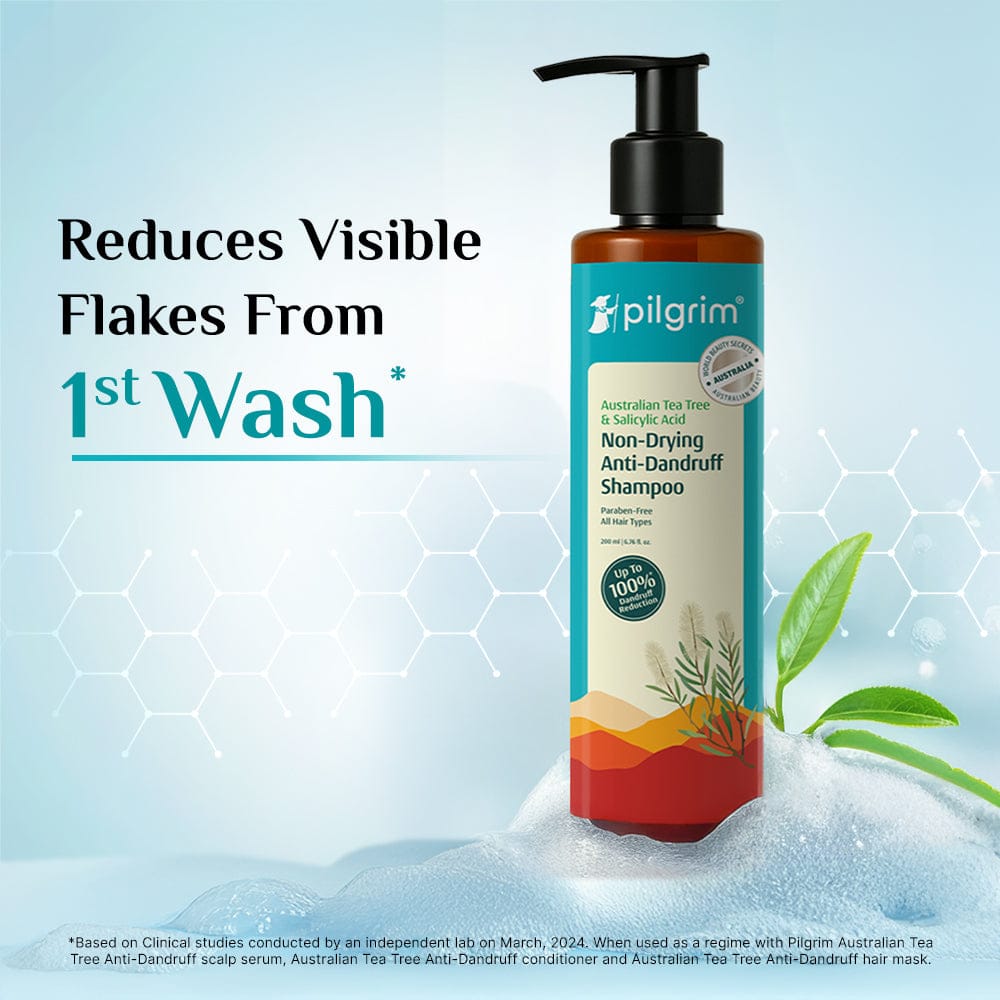 Pilgrim Australian Tea Tree Non-Drying Anti-Dandruff Shampoo (200ml) 
Reduces Dandruff Without Drying Hair