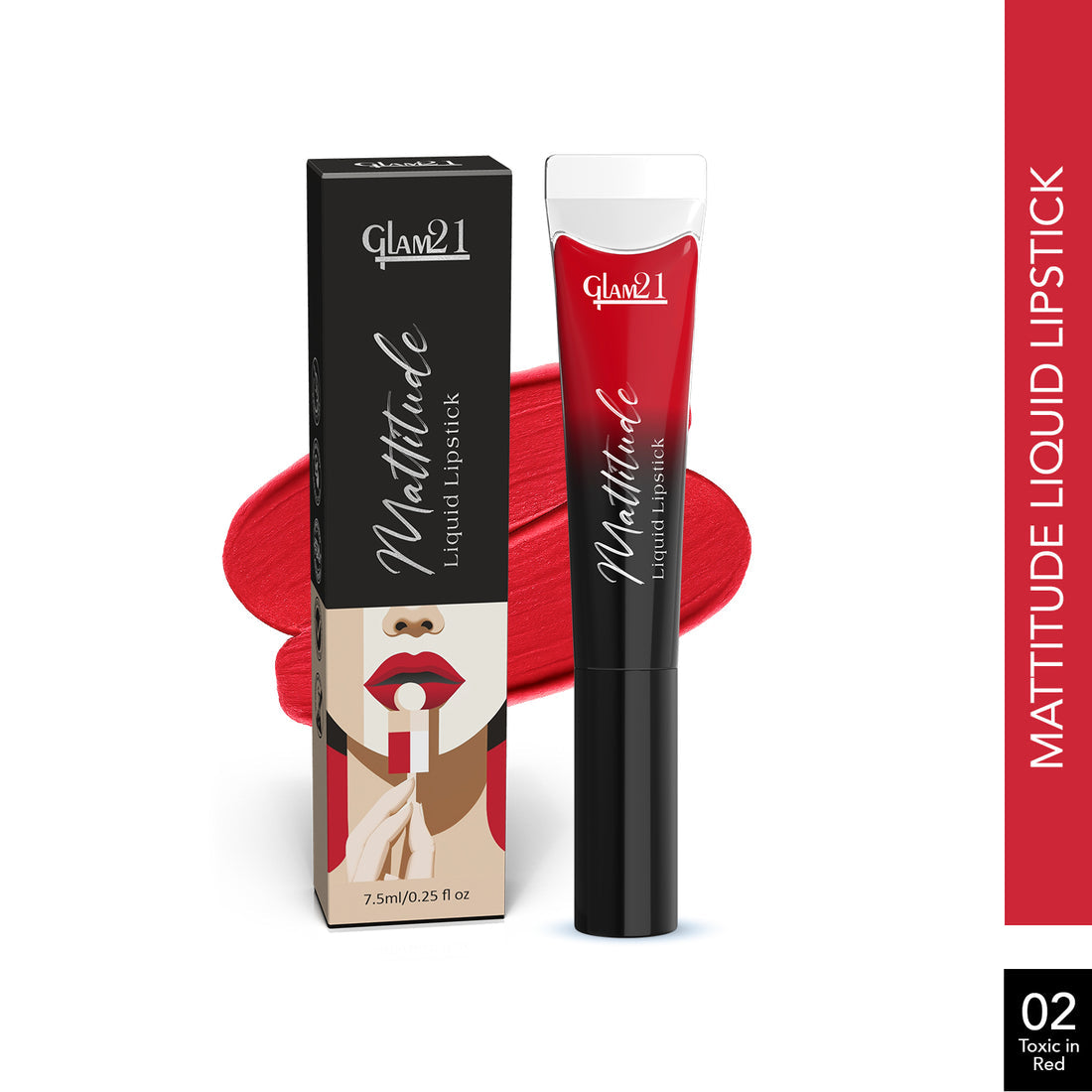 Glam21 Mattitude Lipstick (02Toxic in Red)