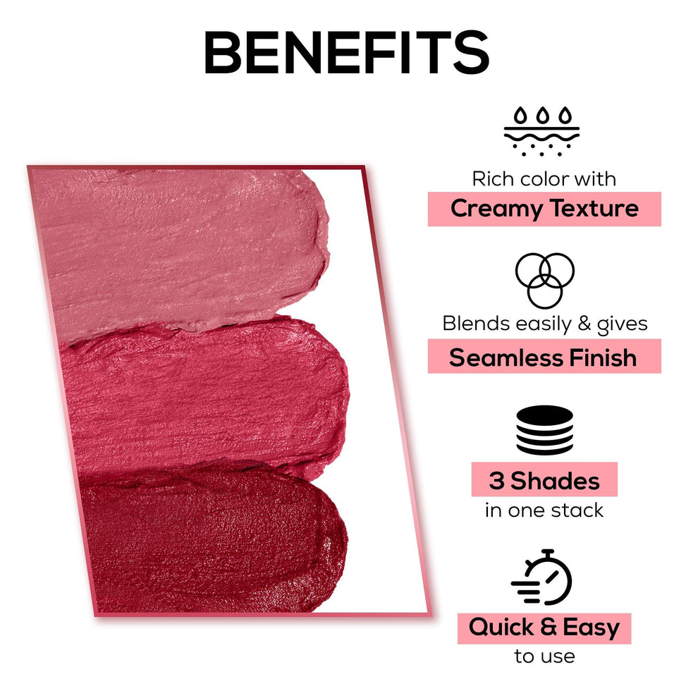 RENEE Glam Stack 3-In-1 Lip & Cheek Tint (Pink)