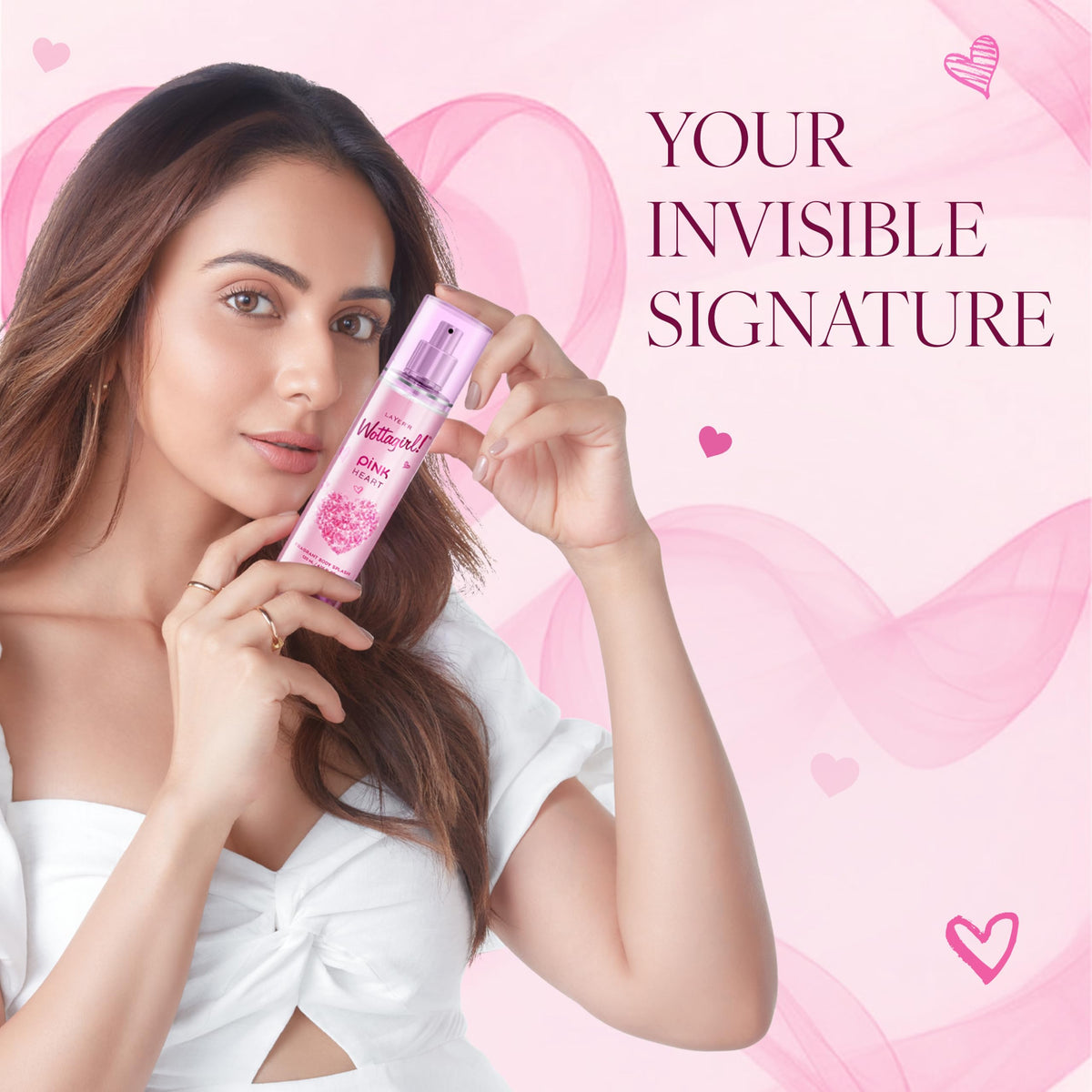 Layer'r Wottagirl PINK Heart Body Mist for Women, 120ml