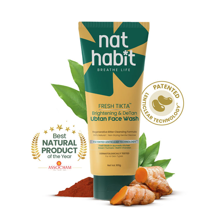 Nat Habit Brightening Ubtan Face Wash, Tikta for Dull Skin, Anti Aging with Wild Turmeric, All Skin (100 g)