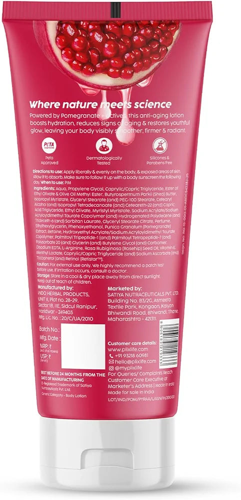 PLIX – THE PLANT FIX | Pomegranate Youth Renewal Anti-Aging Body Lotion | Reduces Fine Lines, Firms & Hydrates Skin | RetiSTAR™, Pomegranate & Shea Butter | Lightweight Daily Care