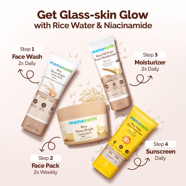 Mamaearth Rice Dewy Bright Face Pack with Rice Water & Niacinamide for For Glass Skin - 200 g