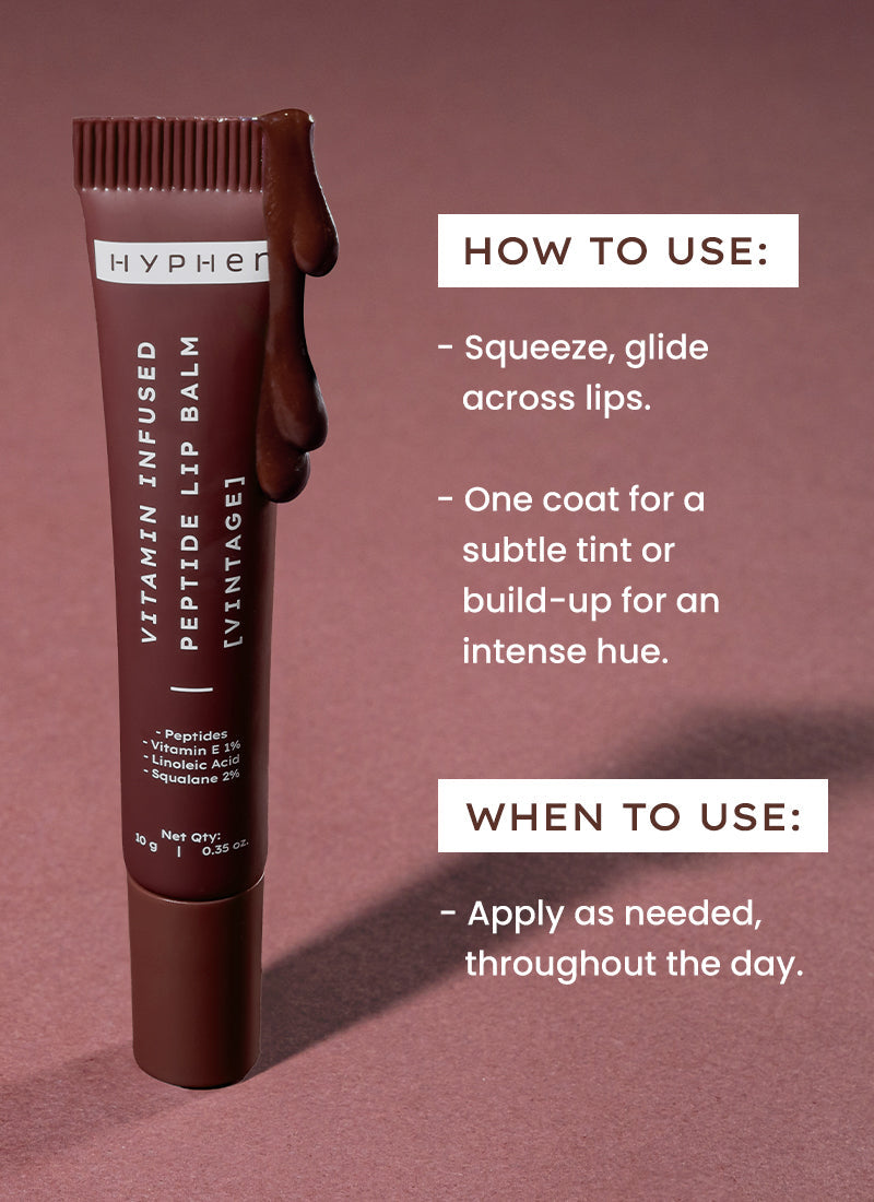 Hyphen Vip vintage lip balm with 1% vit e, 2% squalane & peptides - 10g