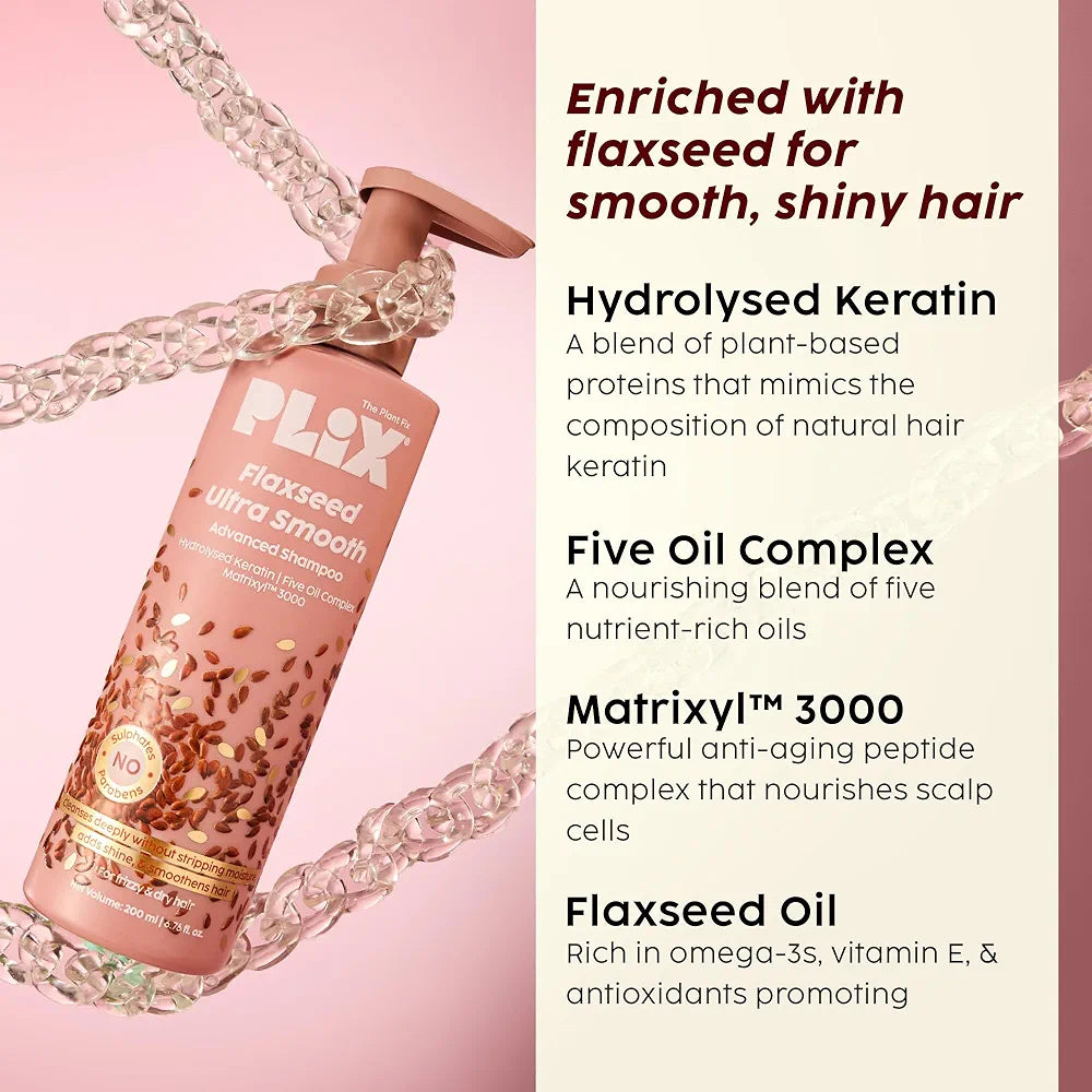 PLIX - THE PLANT FIX Flaxseed Ultrasmooth Advanced Shampoo | 200ml