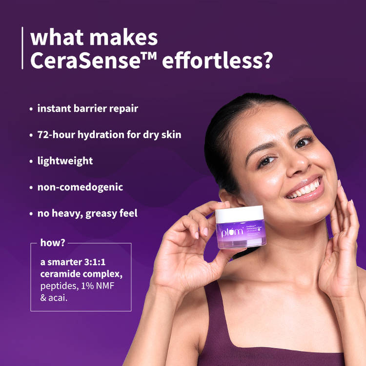 Plum Cerasense Barrier Repair Face Moisturizer With Ceramides & Peptides For Dry, Sensitive Skin (50g)