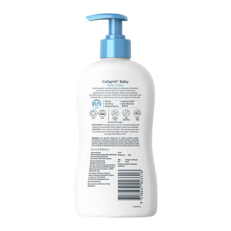 Cetaphil Baby Daily Lotion With Shea Butter Vitamin E & Pro Vitamin B5
(400ml)