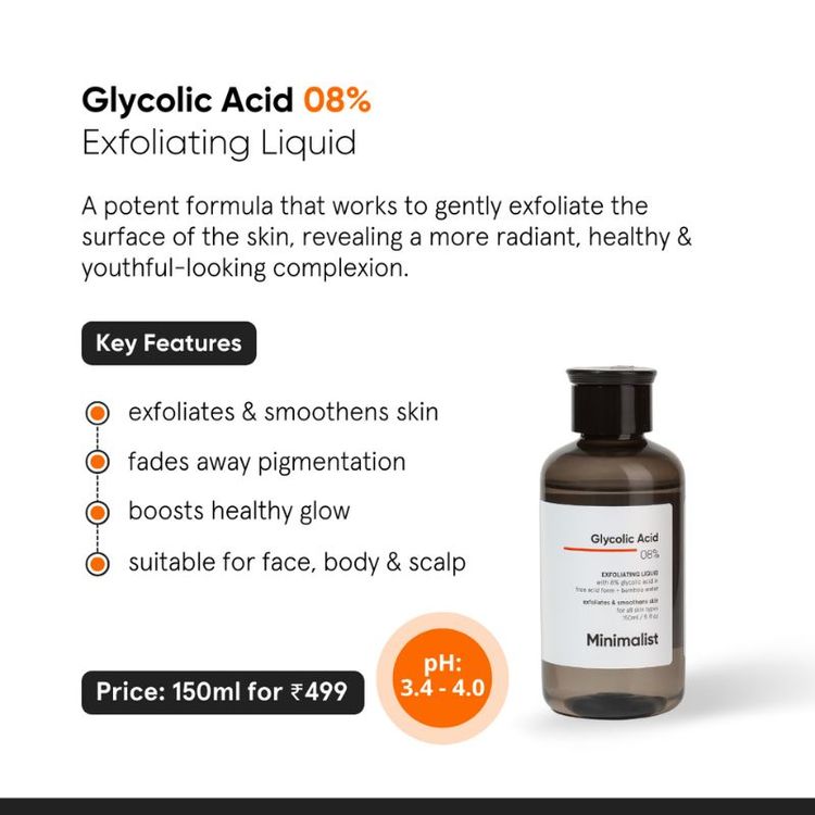 Minimalist 8% Glycolic Acid Toner For Exfoliates Smoothes Skin
(150ml)