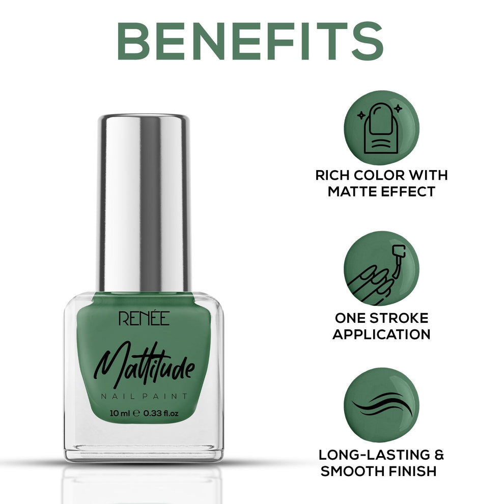 RENEE Mattitude Nail Paint 10ml (10 Moss Green)