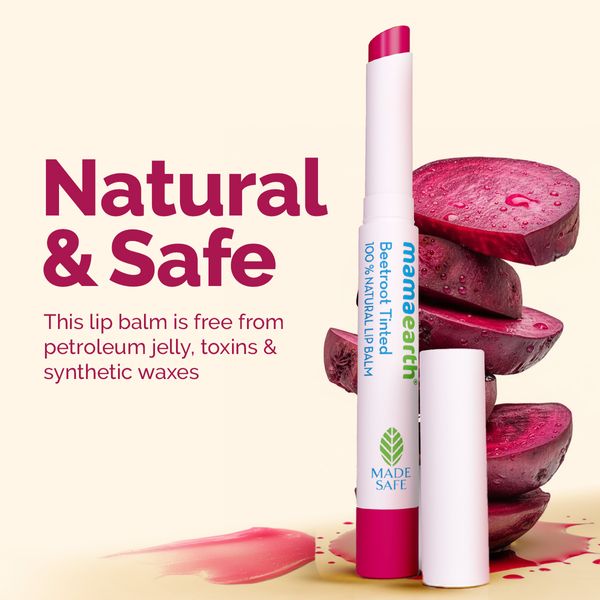 Mamaearth Beetroot Tinted 100% Natural Lip Balm with Beetroot & Beeswax for 12h Moisturized Lips