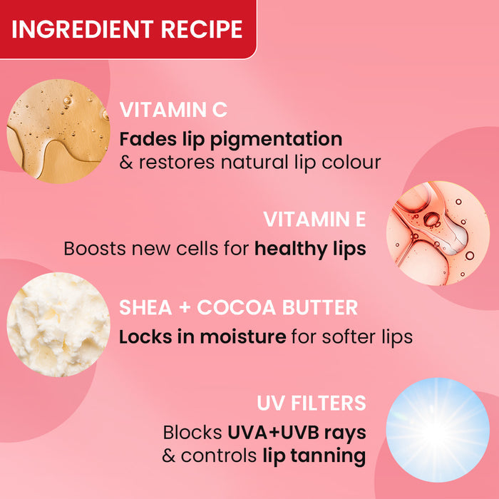 Dot & Key Vitamin C + E Brightening Lip Balm with SPF 50+ (02Cherry Pop Medium Tinted)