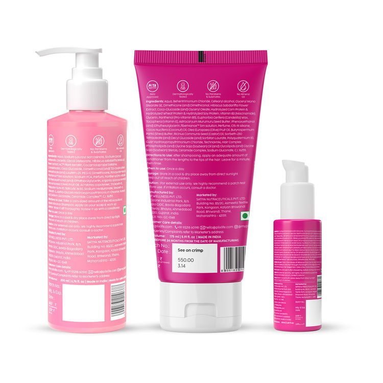 Plix Hibiscus Frizz Control Hair Serum, Advanced Bond Repair Shampoo & Conditioner
(425ml)