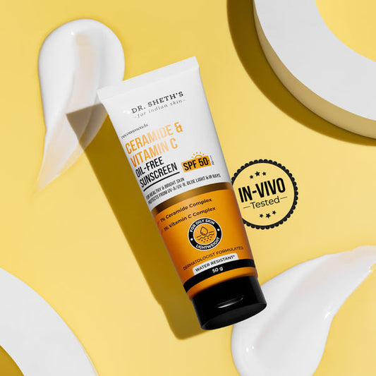 Dr. Sheth's Ceramide & Vitamin C Oil Free Sunscreen - 50 gm In-Vivo Tested SPF 50+ PA ++++ 50g