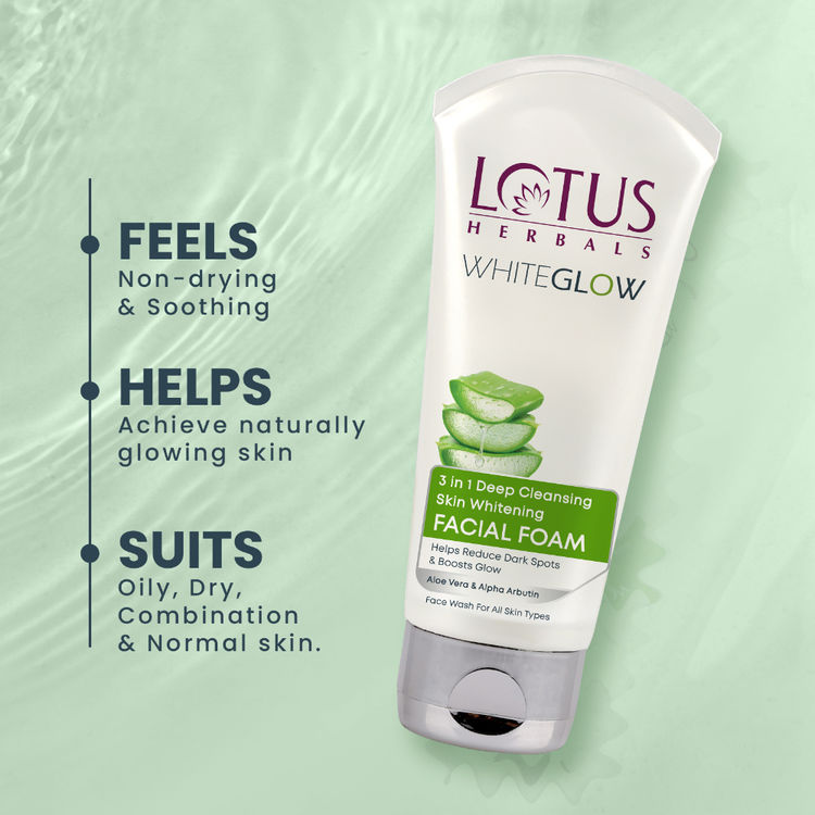 Lotus Herbals WhiteGlow 3 in 1 Deep Cleansing Facial Foam|Acne Control|NonGreasy|All Skin Types
(200g)