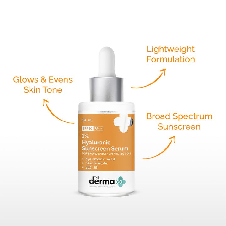 The Derma Co 1% Hyaluronic Acid Sunscreen Serum with SPF 50 & Niacinamide - 30ml
