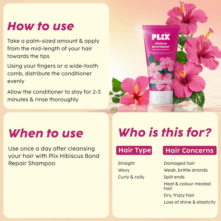 Plix Hibiscus Bond Repair Conditioner For Damaged, Frizzy Hair
(175ml)