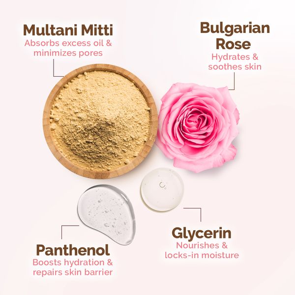 Mamaearth Multani Mitti Oil Balance Face Pack with Multani Mitti & Bulgarian Rose for Normal to Oily Skin - 200 g
