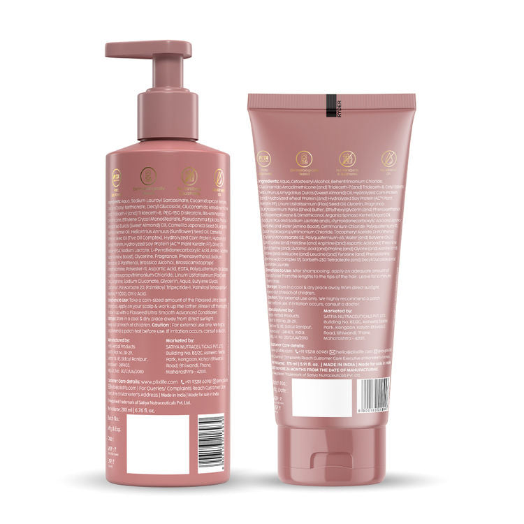 Plix The Plant Fix Flaxseed Ultra Smooth Advanced Shampoo & Conditioner Combo (200ml + 175ml)