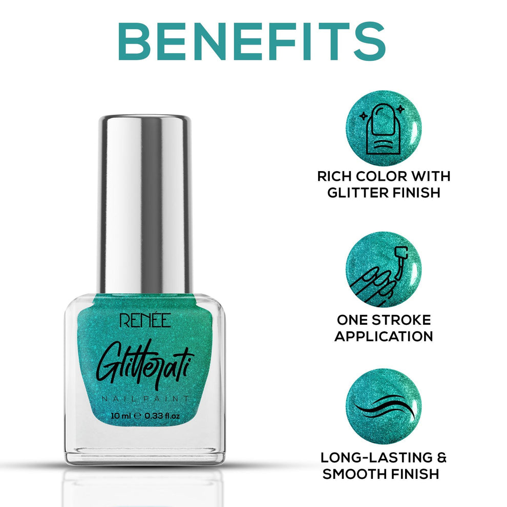 RENEE Glitterati Nail Paint (01 Turquoise Hue)